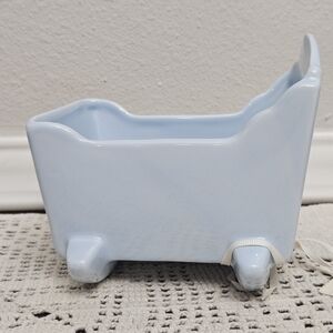 Hallmark Signature Planter Cache Pot Light Blue Baby Cradle Ceramic Keepsake